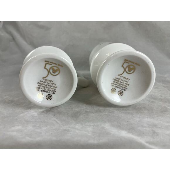 Walt Disney World 50th Anniversary Footed Mugs Pair White Gold Castle Logo - Picture 6 of 6